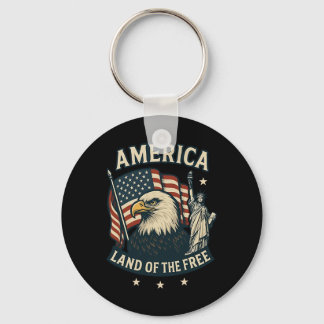 America Land Of The Free Usa Flag 4th Of July  Keychain