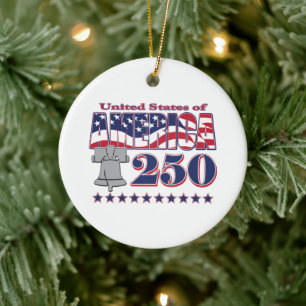 America Liberty Bell 250 Ceramic Ornament