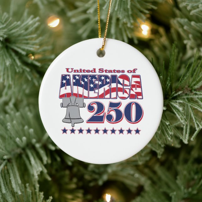 America Liberty Bell 250 Ceramic Ornament (Tree)