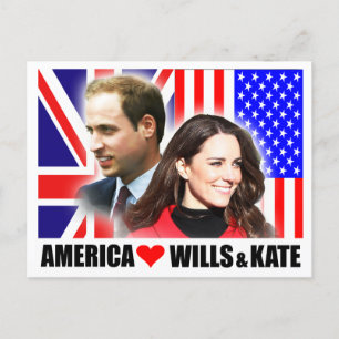 America Loves Wills & Kate Postcard