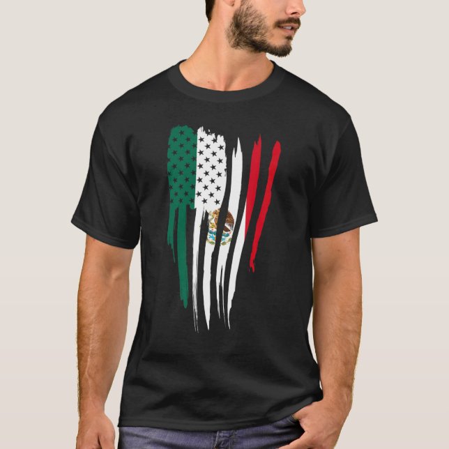 America Mexico Flag Mexican Roots American 1 T-Shirt (Front)