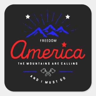 America Mountains are Calling I Must Go Dark Colou Square Sticker