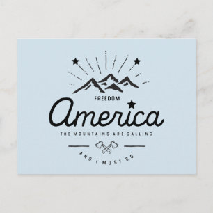 America Mountains are Calling I Must Go Mono Light Postcard
