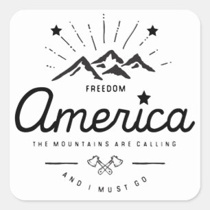 America Mountains are Calling I Must Go Mono Light Square Sticker
