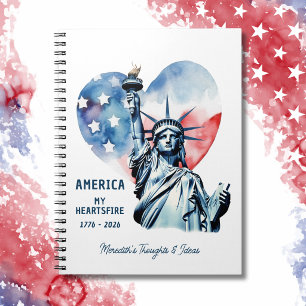 America My Heartsfire Personalized Patriotic Notebook