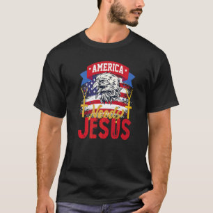 America need Jesus US flag Eagle Wokeness Christia T-Shirt