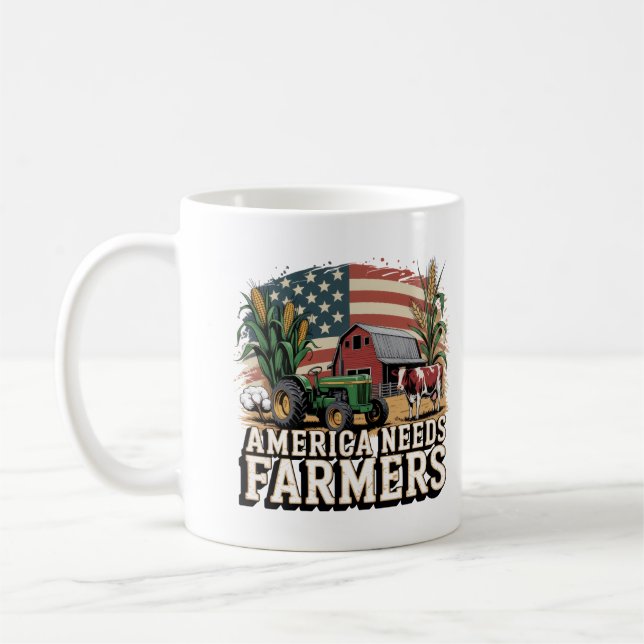 America Needs Farmers Midwest Cows Corn Farm life Coffee Mug (Left)