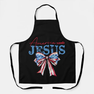 America Needs Jesus Christian USA Flag Coquette 4t Apron