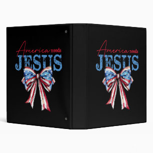 America Needs Jesus Christian USA Flag Coquette 4t Binder