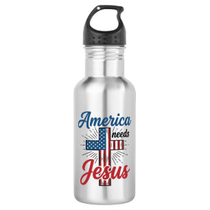 America Needs Jesus Patriotic Cross Shirt Design_1 532 Ml Water Bottle