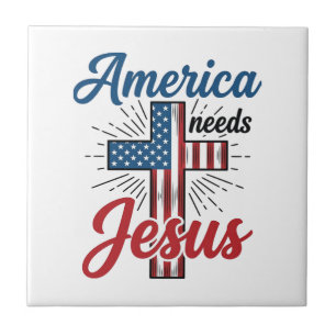 America Needs Jesus Patriotic Cross Shirt Design_1 Tile