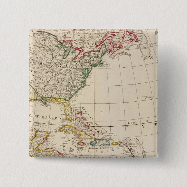 America north 2 inch square button (Front)