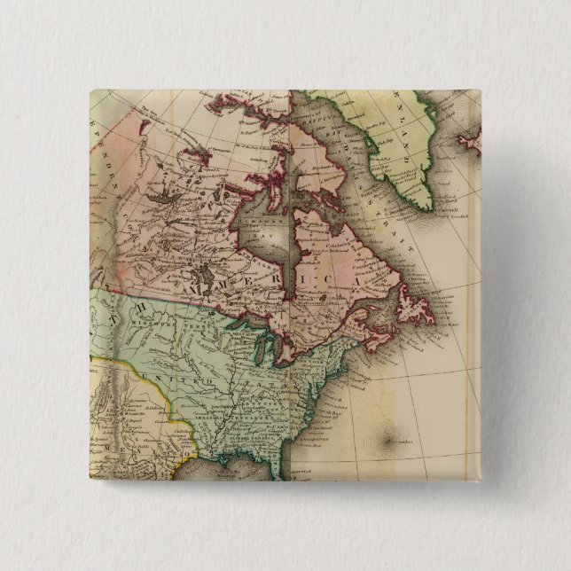 America north 2 inch square button (Front)