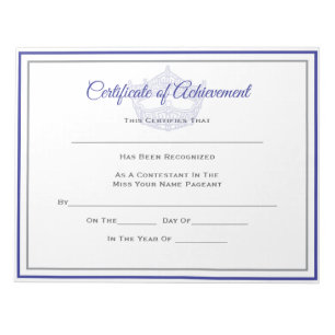 America Pageant Crown Certificate Achievement Awrd Notepad