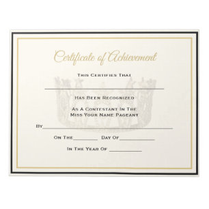 America Pageant Crown Certificate Achievement Awrd Notepad