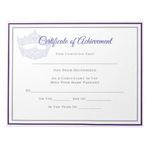 America Pageant Crown Certificate Achievement Awrd Notepad