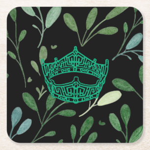 America pageant crown leaf print paper coasters