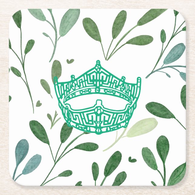 America pageant Crown  Square Paper Coaster (Front)