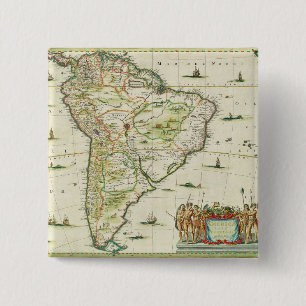 America Pars Meridionalis, page 93 of 'Atlas Minor 2 Inch Square Button