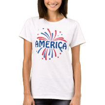AMERICA Patriotic Fireworks July 4th T-Shirt