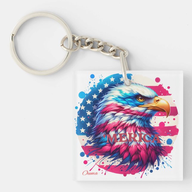 America – Patriotic USA Design for 4th of July, Ve Keychain (Front)