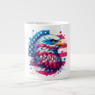 America – Patriotic USA Design for 4th of July, Ve Large Coffee Mug