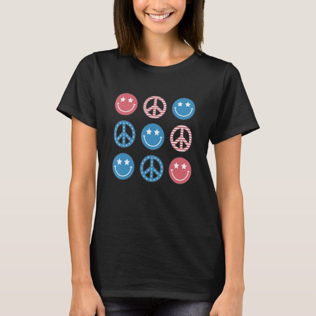 America Peace Vibes Hippie Tee 4th Of July Indepen (Front)