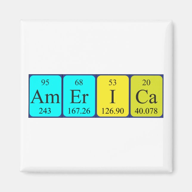 America periodic table name magnet (Front)