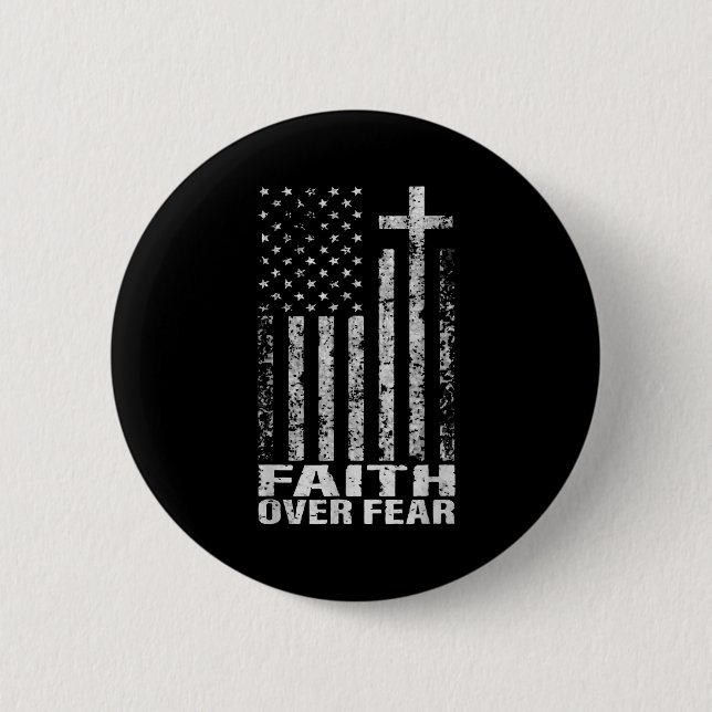America Pride Us Flag Faith Over Fear Christian Bi 2 Inch Round Button (Front)