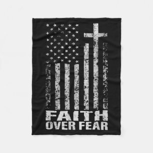 America Pride Us Flag Faith Over Fear Christian Bi Fleece Blanket