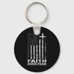 America Pride Us Flag Faith Over Fear Christian Bi Keychain