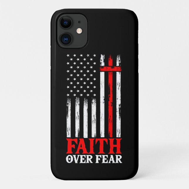 America Pride US Flag Faith Over Fear Prayer Case-Mate iPhone Case (Back)