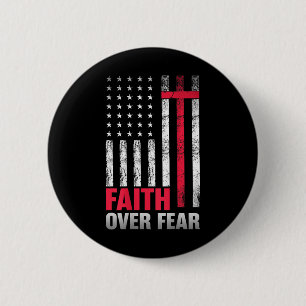 America Pride Us Flag Tee Faith Over Fear Prayer ( 2 Inch Round Button