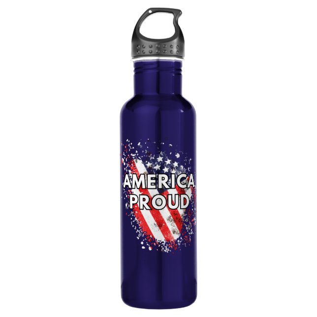 America Proud - Patriotic Water Bottle (Front)