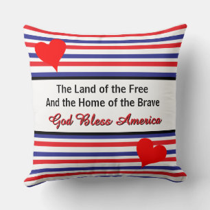America Red Hearts 250th Semiquincentennial Throw Pillow
