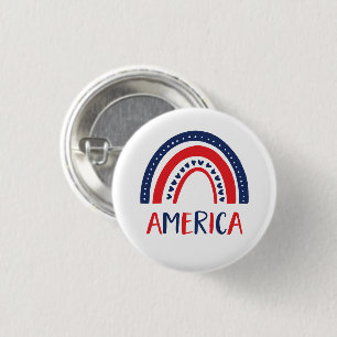 America   Red White and Blue Rainbow 1 Inch Round Button