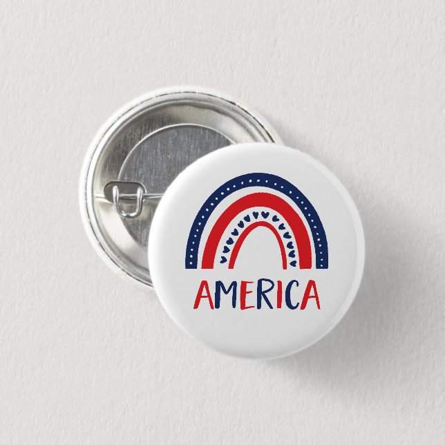 America | Red White and Blue Rainbow 1 Inch Round Button (Front & Back)