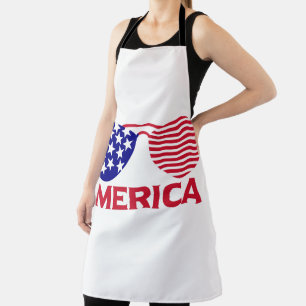America Red White Blue Sunglasses Apron