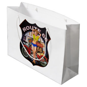 America route 66 with a motorcycle large gift bag