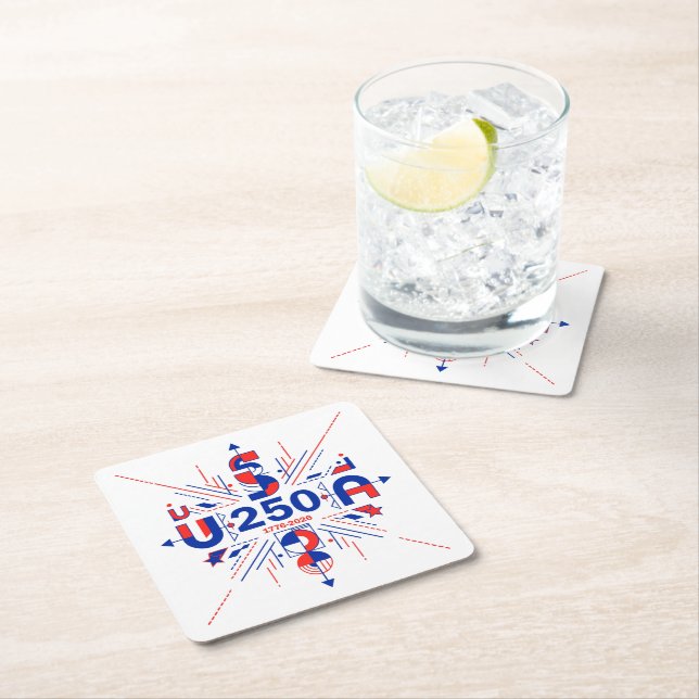 America’s 250th anniversary square paper coaster (Insitu)