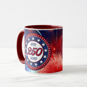 America’s 250th B-day Graphic Fireworks Clouds RWB Mug