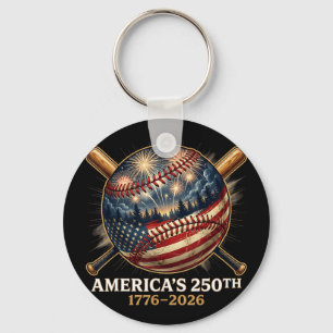 America’s 250th baseball american flag patriotic keychain