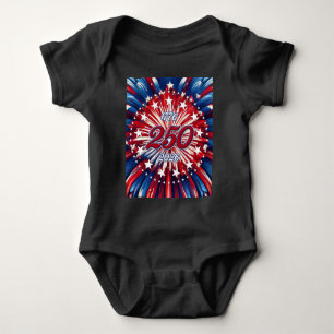 America’s 250th Birthday 1776-2026 RWB Fireworks Baby Bodysuit