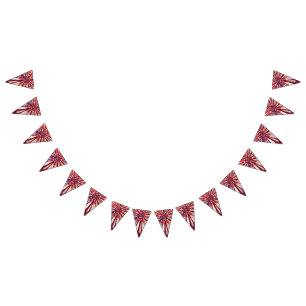 America’s 250th Birthday 1776-2026 RWB Fireworks Bunting Flags