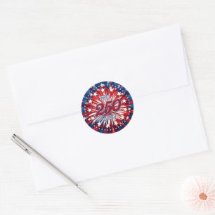 America’s 250th Birthday 1776-2026 RWB Fireworks Classic Round Sticker