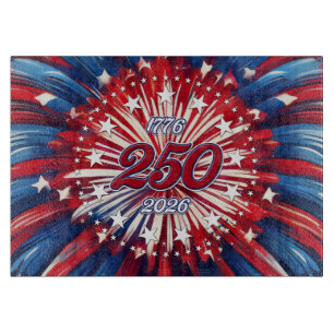 America’s 250th Birthday 1776-2026 RWB Fireworks Cutting Board