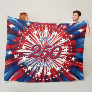 America’s 250th Birthday 1776-2026 RWB Fireworks Fleece Blanket