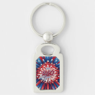 America’s 250th Birthday 1776-2026 RWB Fireworks Keychain