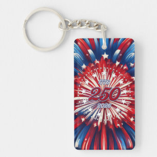America’s 250th Birthday 1776-2026 RWB Fireworks Keychain