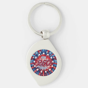 America’s 250th Birthday 1776-2026 RWB Fireworks Keychain